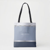Moderne Moeder van de Bruidegom | Luxe Stofblauw Tote Bag (Voorkant)