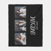 Moderne Moeder Vastgestelde Script Zwart 3 Foto Fleece Deken (Voorkant)