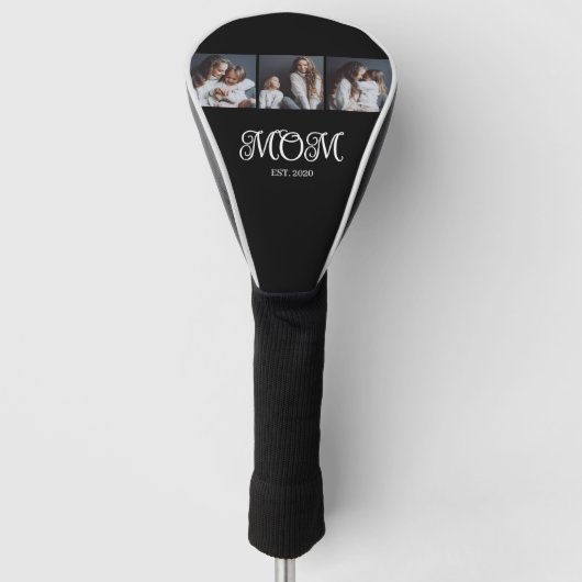 Moderne Moeder Vastgestelde Script Zwart 3 Foto Golfheadcover (Voorkant)