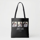 Moderne Moeder Vastgestelde Script Zwart 3 Foto Tote Bag (Voorkant)