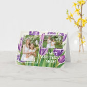 Moderne Moeder Verjaardagsfoto Stijlvolle Paarse t Kaart (Gele Bloem)