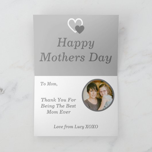 Moderne Moederdag Beste mama ooit lichtgrijze foto Feestdagen Kaart (Binnen)