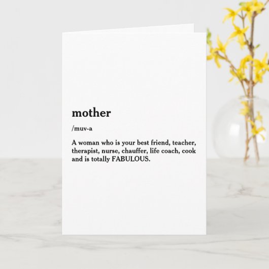 Moderne Moederdag | Definitie van moeder Kaart (Gele Bloem)