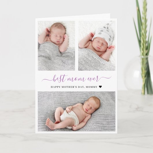 Moderne Moederdag Foto Collage Folded Kaart (Voorkant)