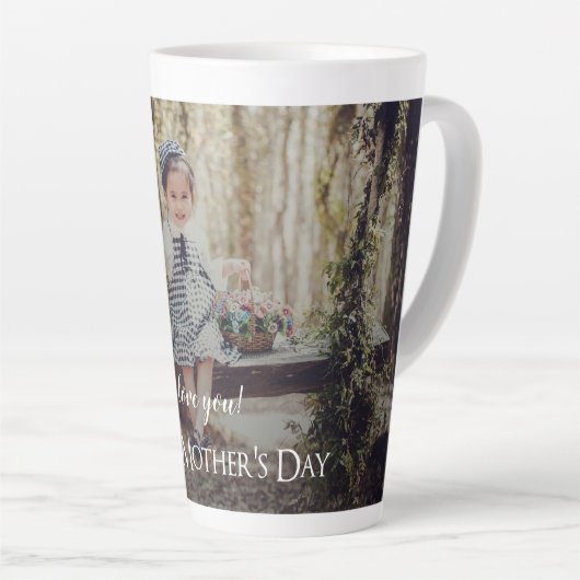 Moderne Moederdag Foto Latte Mok (Rechterhoek)