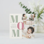 "Moderne Moederdag Fotocollage | MOM Letters - Feestdagenkaart (Staand voorkant)