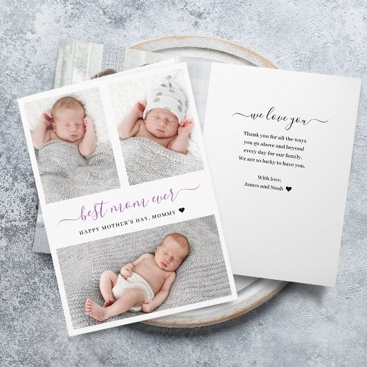 Moderne Moederdag Fotocollage Vouwkaart Kaart