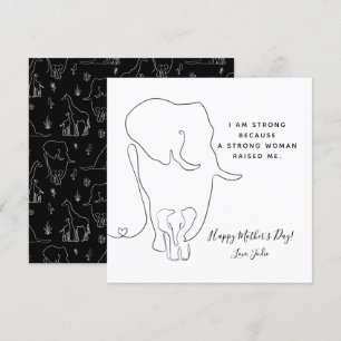 Moderne Moederdag Kaart voor mammie elphant Line