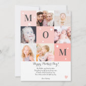Moderne moederdag moeder 6 foto's collage roze kor kaart (Voorkant)