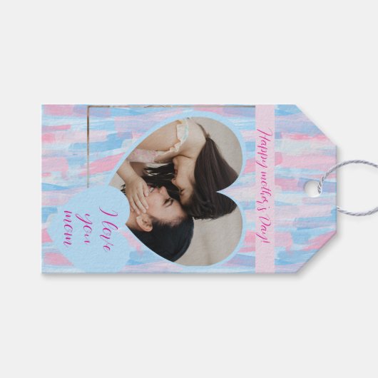 Moderne Moederdag Pastel Brushstroke Cadeaulabel (Voorkant (Horizontaal))