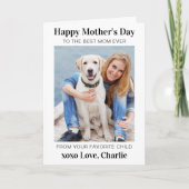 Moderne Moederdag Simple Pet Dog Aangepaste foto Feestdagen Kaart (Voorkant)
