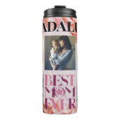 Moderne Moeder's Fotocollage Beste Mam Ooit Bloeme Thermosbeker (Voorkant)