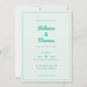 Moderne Moedige Smaragd Mint Retro Vibes Bruiloft Kaart (Voorkant)