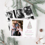 Moderne moerbeibogen op boom Fotocollage Feestdagenkaart<br><div class="desc">* Foto: Fotografie © Storytree Studios, Stanford, CA ** / Een trendy Merry Christmas-fotokaart met een kerstboom bedekt met donkerroze en moerbeikleurige strikken. Aan de voorkant kun je een enkele familiefoto toevoegen. Aan de achterzijde is er ruimte voor nog eens 5 foto's. De waterverf-elementen (boomstructuur met bogen) werden oorspronkelijk met...</div>