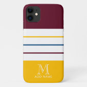 Moderne moerbeien en gemononeerde ambergestreepte Case-Mate iPhone case (Achterkant)