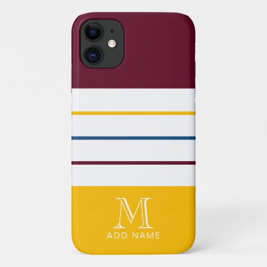 Moderne moerbeien en gemononeerde ambergestreepte Case-Mate iPhone case (Achterkant)