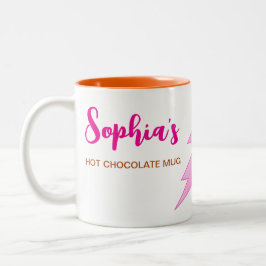 Moderne mok met naam & initiaal voor hete chocolad