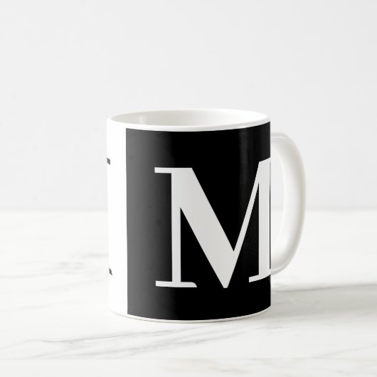 Moderne Mok van Monogram Gift Black White Coffee (Voorkant rechts)