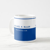 Moderne Mok voor Half-Blue Koffee met naam (Voorkant links)