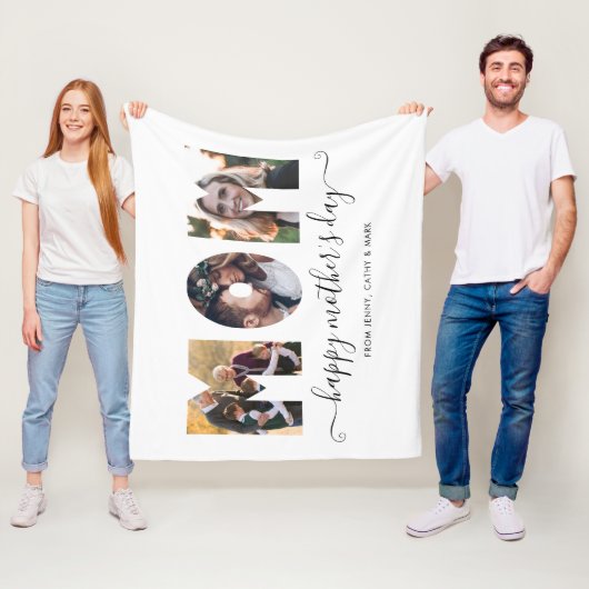 Moderne MOM 3 Moederdag voor fotocollage Fleece Deken (In situ)