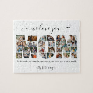 Moderne MOM-foto's met Typografie Collage Gift voo Legpuzzel