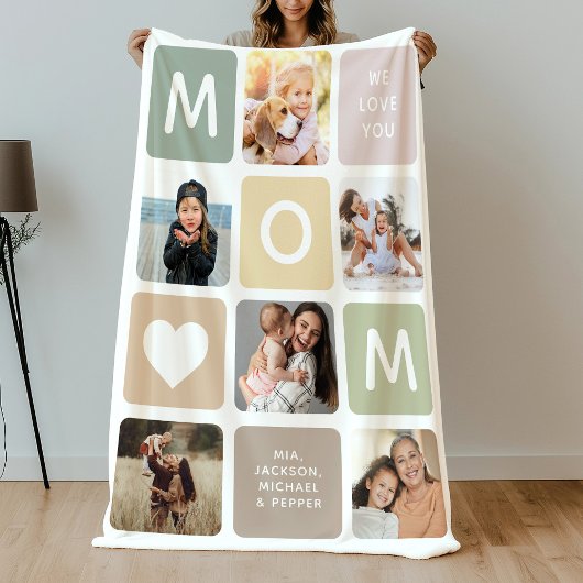 Moderne MOM Photo Collage Cute Family Fleece Deken