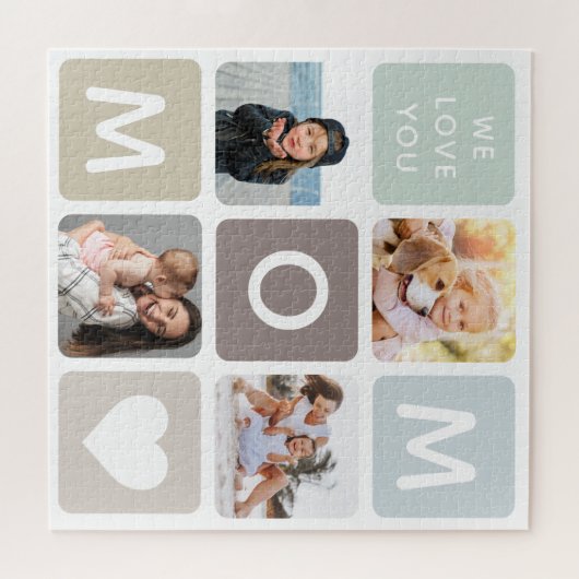 Moderne MOM Photo Collage Cute Family Legpuzzel (Horizontaal)
