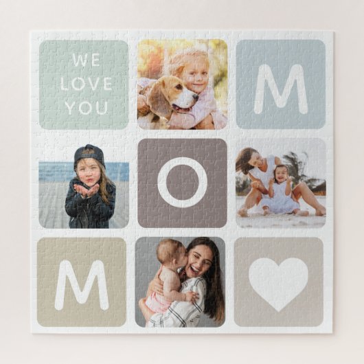 Moderne MOM Photo Collage Cute Family Legpuzzel (Verticaal)