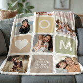 Moderne MOM Photo Collage Cute Family Sherpa Deken