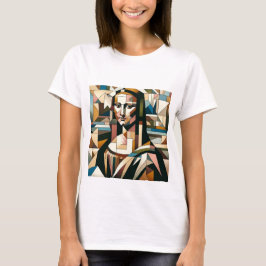Moderne Mona Lisa Glas-in-lood Stijl T-Shirt