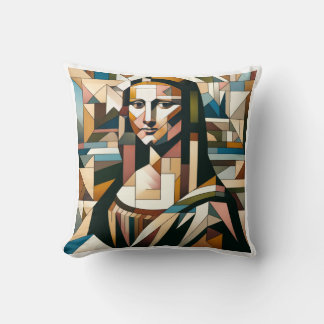 Moderne Mona Lisa Glas-in-lood Stijl T-Shirt Kussen