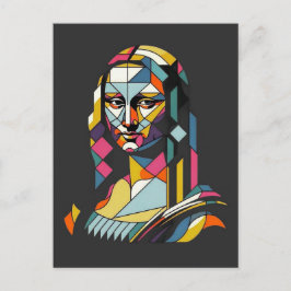 Moderne Mona Lisa in Glas-in-Lood Stijl Briefkaart