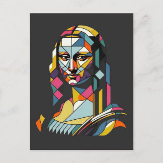 Moderne Mona Lisa in Glas-in-Lood Stijl Briefkaart
