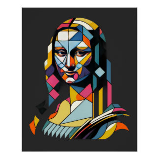 Moderne Mona Lisa in Glas-in-Loodstijl Perfect Poster