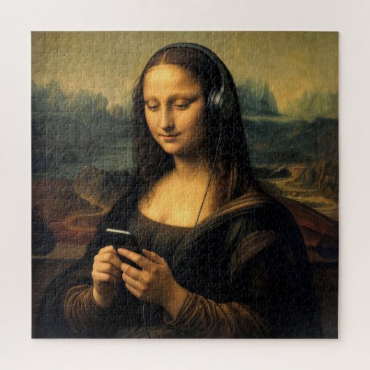 Moderne Mona Lisa met Smartphone Legpuzzel (Verticaal)