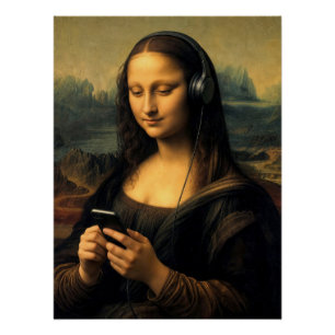 Moderne Mona Lisa met Smartphone Perfect Poster