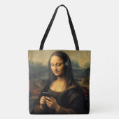 Moderne Mona Lisa met Smartphone Tote Bag (Voorkant)
