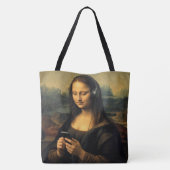 Moderne Mona Lisa met Smartphone Tote Bag (Achterkant)