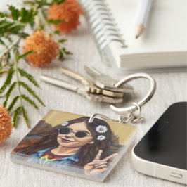 Moderne Mona Lisa-schilderij - Da Vinci-geïnspiree Sleutelhanger
