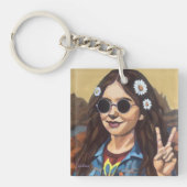 Moderne Mona Lisa-schilderij - Da Vinci-geïnspiree Sleutelhanger (voorkant)