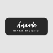 Moderne mondhygiënist script zwart naamplaatje (Voorkant)