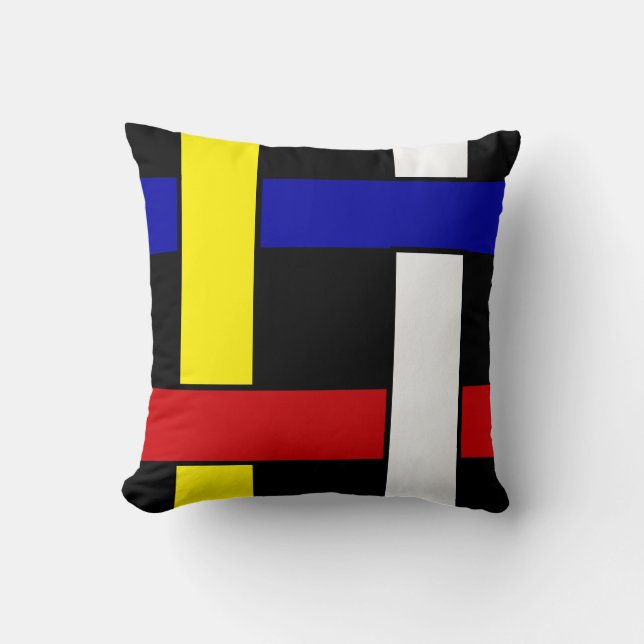 Moderne Mondriaan geïnspireerde abstracte kunst Kussen (Voorkant)