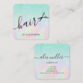 Moderne monnikholografische haarstylist vierkante visitekaartje (Voorkant / Achterkant)