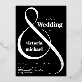 Moderne monochromatische ampersand Folie Folie Uitnodiging