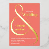 Moderne monochromatische Ampersand Folie Uitnodiging (Voorkant)