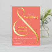 Moderne monochromatische Ampersand Folie Uitnodiging (Staand Voorkant)