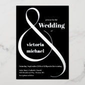 Moderne monochromatische ampersand Folie Uitnodiging (Voorkant)