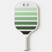 Moderne Monochromatische Sage Green Stripes Pickleball Paddle (Achterkant)