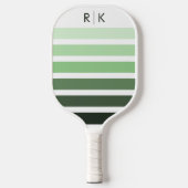 Moderne Monochromatische Sage Green Stripes Pickleball Paddle (Voorkant)