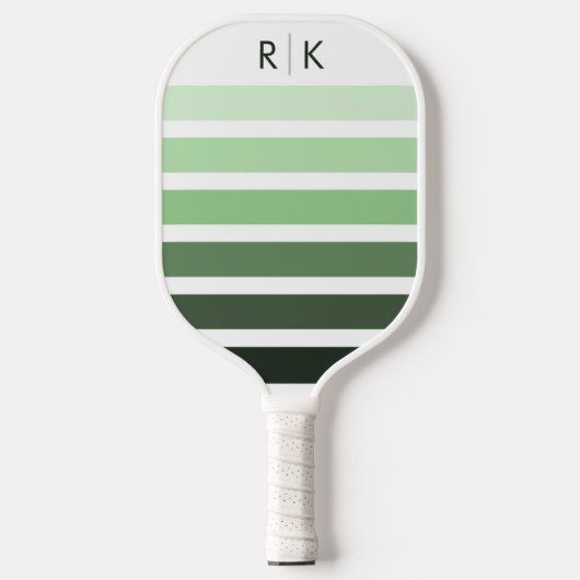 Moderne Monochromatische Sage Green Stripes Pickleball Paddle (Voorkant)